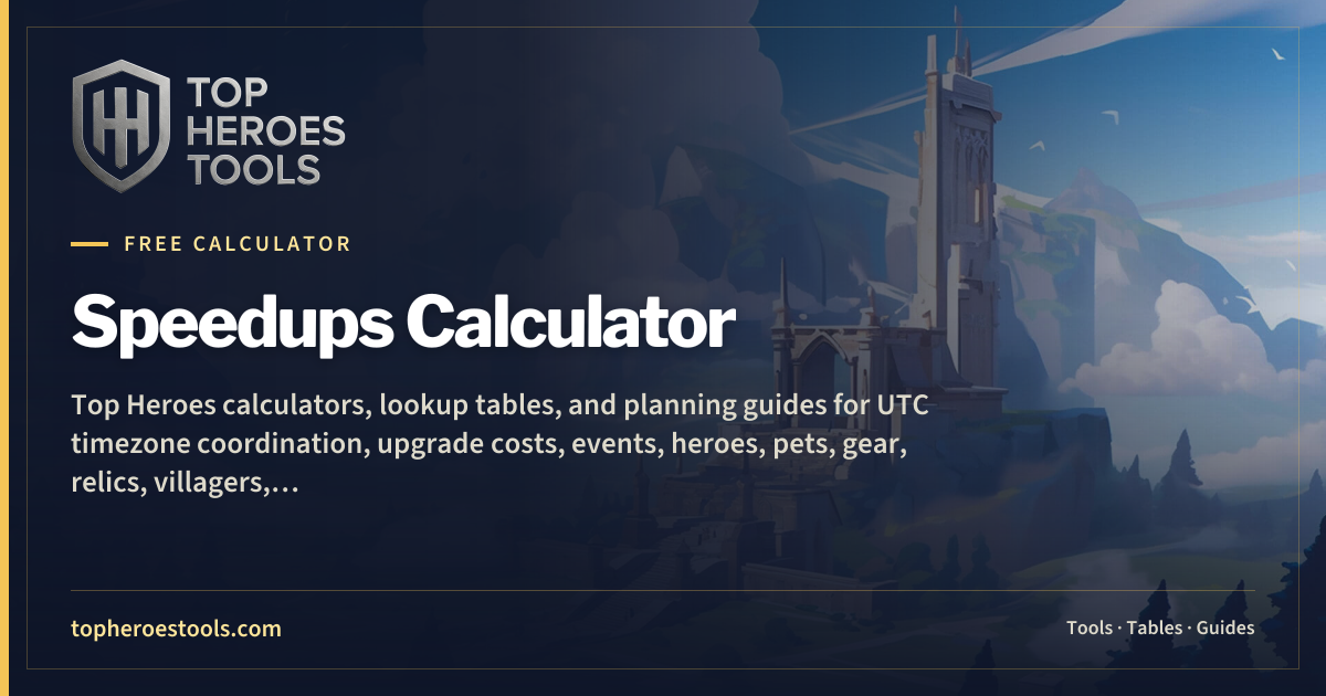 Speedups Calculator | Top Heroes Tools